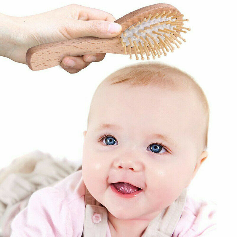 3Pcs Wooden Baby Hair Brush Comb For Newborns Toddlers Hairbrush Head Massag TL