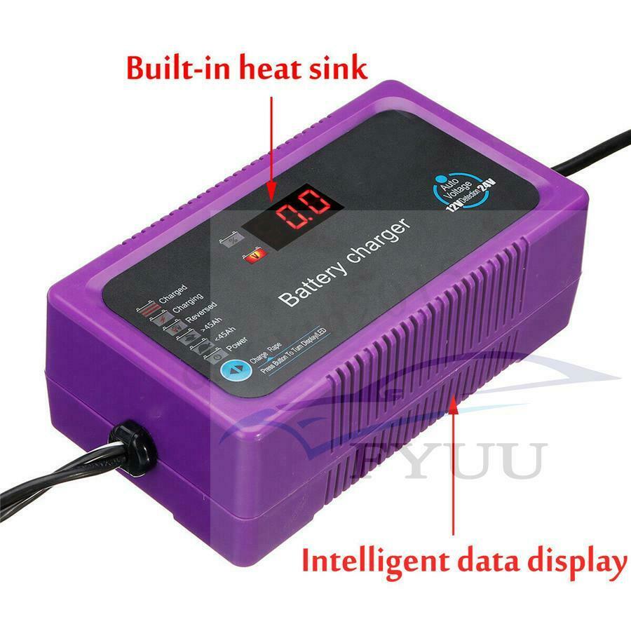 New 12V/24V 200AH Electric Car Intelligent Pulse Repair Battery Charger EU Plug