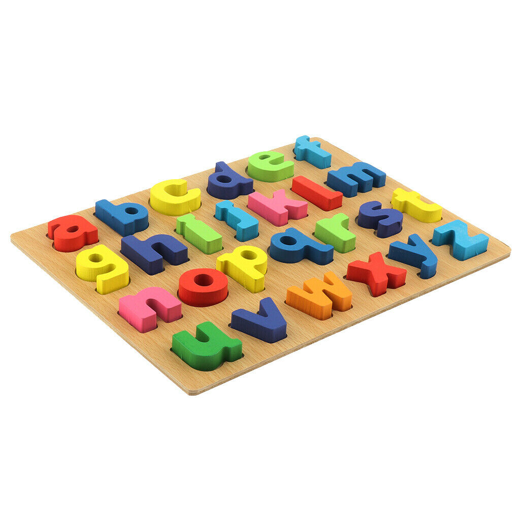 Wooden Puzzle Board Color Lower Case Blocks Toys For Children