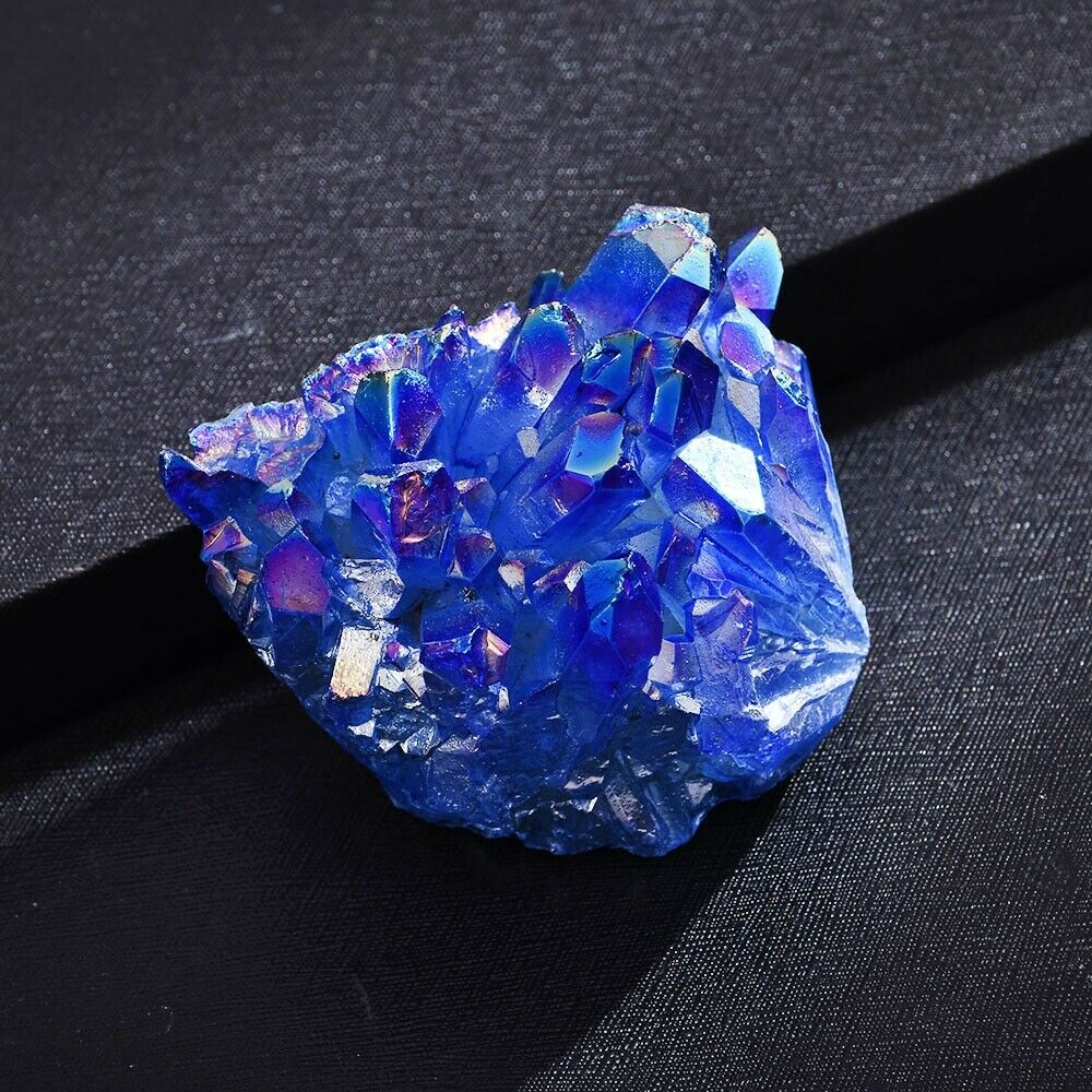100% Natural Blue Crystal Quartz Cluster Stone Mineral Healing Specimen Decor US