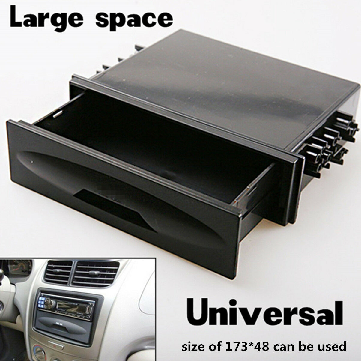 Universal Car auto Single Din Dash Radio Installation Pocket Kit Storage Box