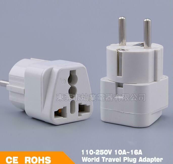 2Pc Universal 16A Europe Power Adapter Converter Wall Plug Socket AU UK US to EU