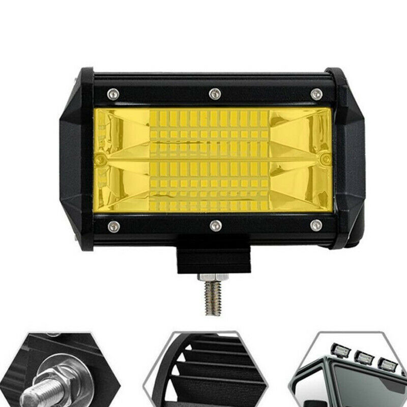 2X 72W Car Doul Row Yellow LED Work Light Off-road Maintenance Headlight Foglamp