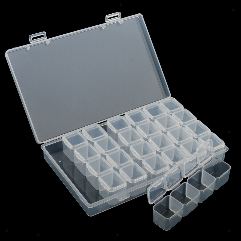 28 Grids Box Case Plastic Jewelry Storage Box Nail Art Tips