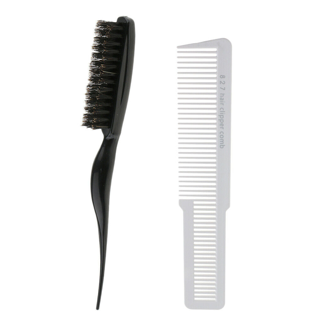 2x Salon Barber Flat Top Stylist Hair Teasing Styling Brush 3 Rows Back Comb