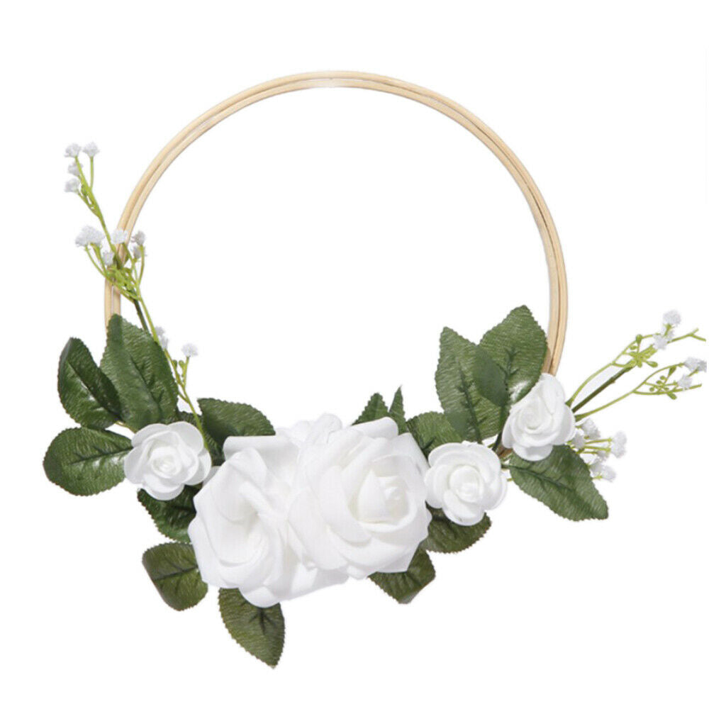 20cm Artificial Flower Rattan Wreath Door Hanging Garland for Wedding Home D