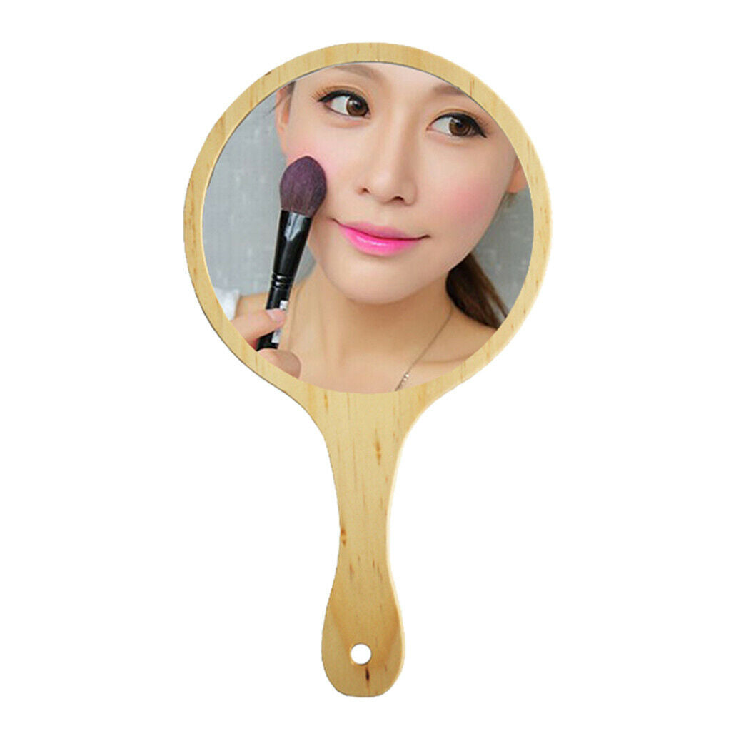 3Pcs Durable Wooden Hand Held Mirrors For Women Makeup Tattoo Beauty Shaving