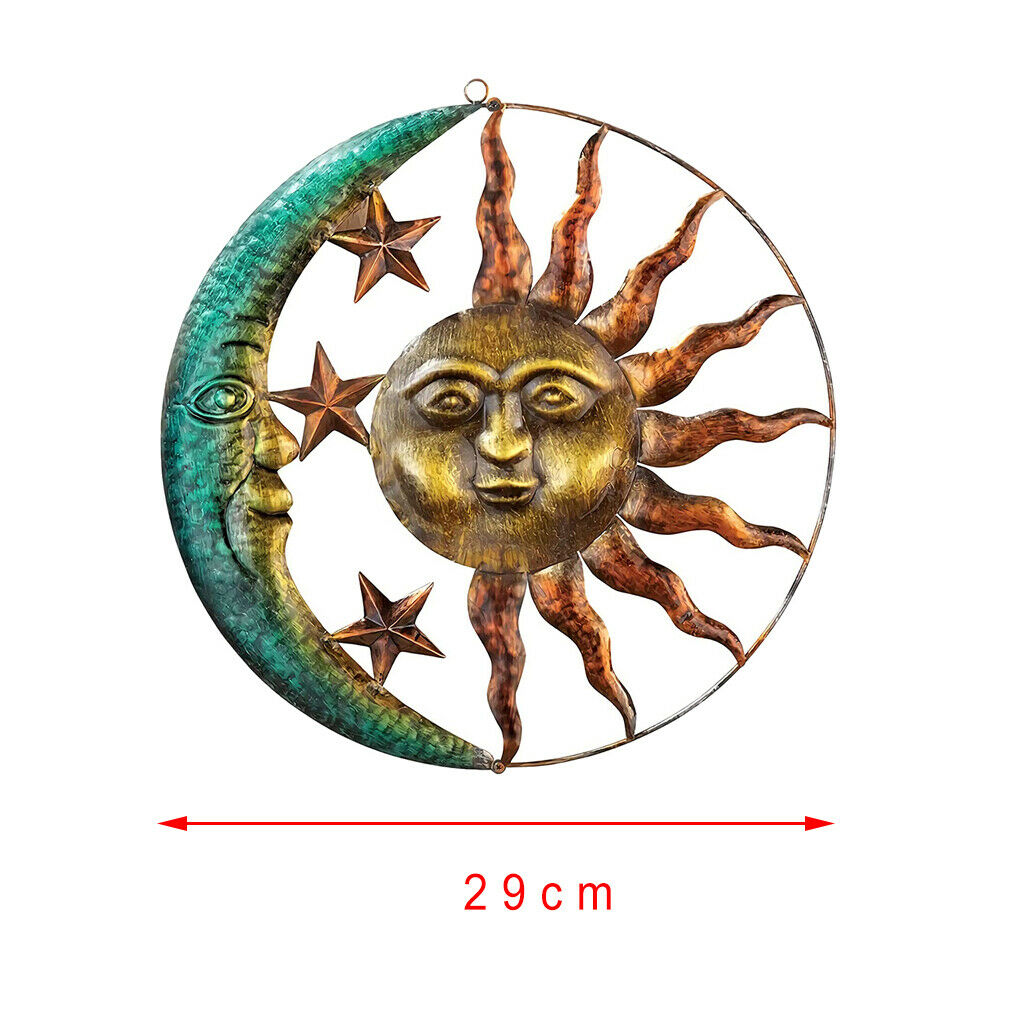 Art Sun Moon Ornaments Mobile Wall Hanging Plaque Backyard Garden Decor