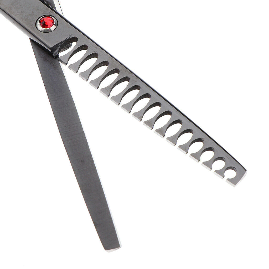 Teeth Fishbone Scissors Pets Grooming Thinning Shears Salon Hairdressing Black