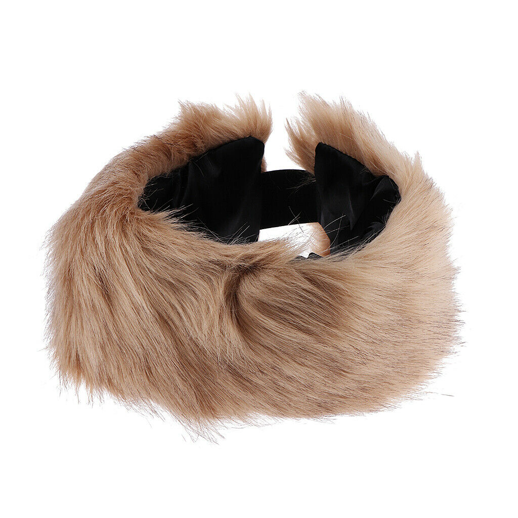Women Faux Fur Headband Russian Winter Earmuff   Cossack Ski Hat Khaki