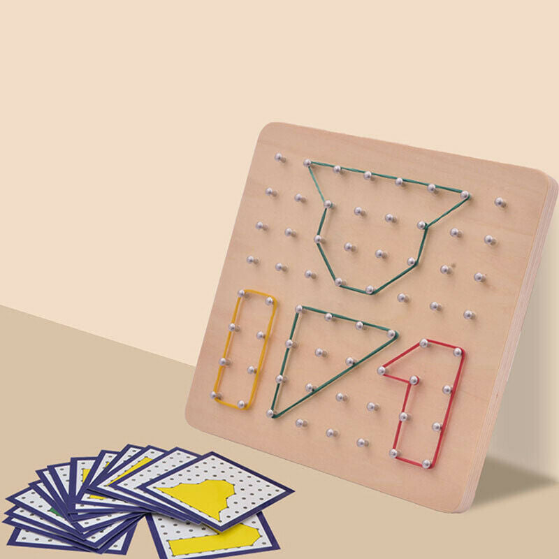 Coogam Wooden Toys Geoboard Mathematical Manipulative Block30Pcs Pattern Cards