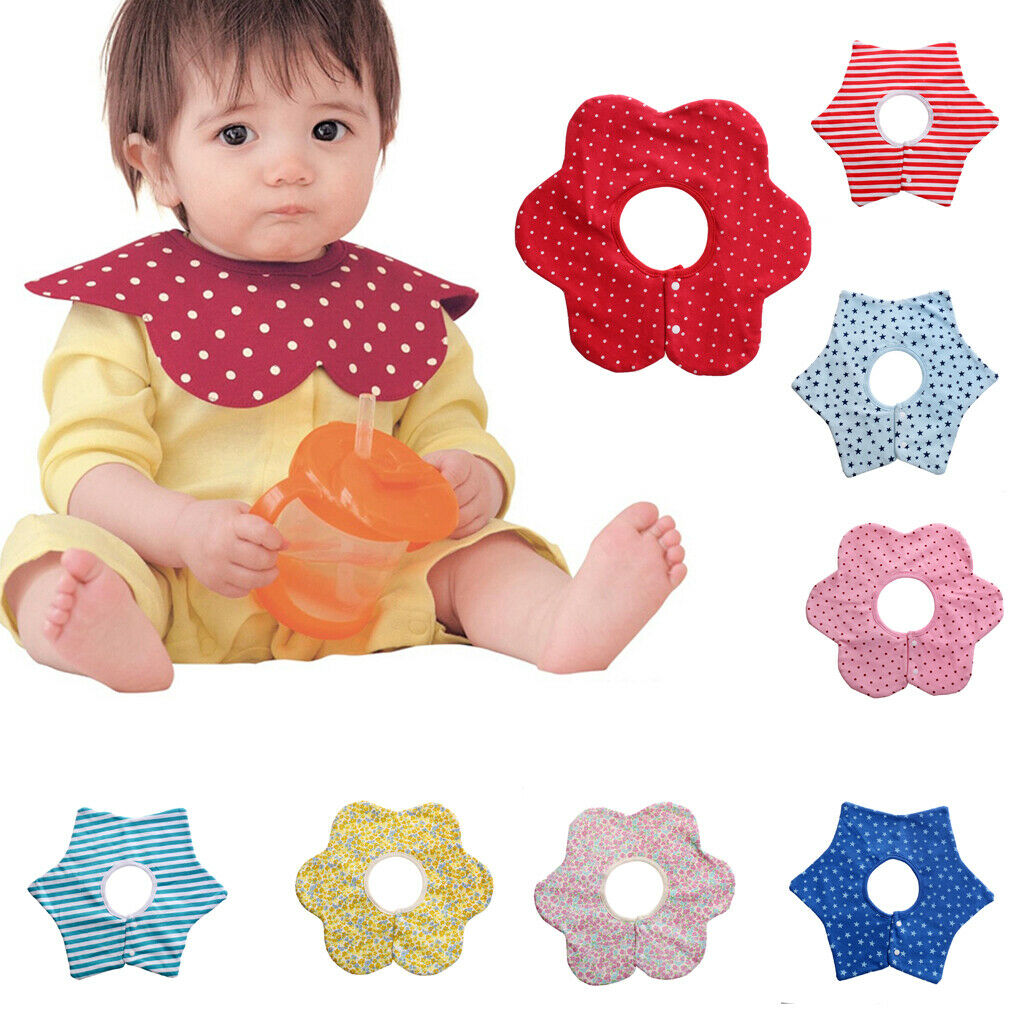 Infant Baby Kids Bibs Round Flower Head Scarf Bandana Towel Dark blue
