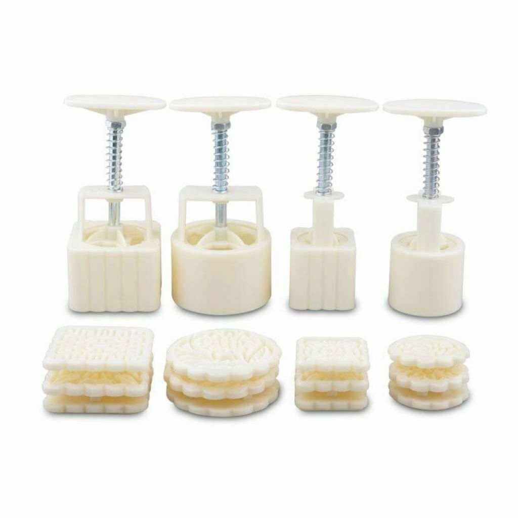 4x Hand Pressure Mooncake Baking Mould Pastry Mold Chinese Traditional