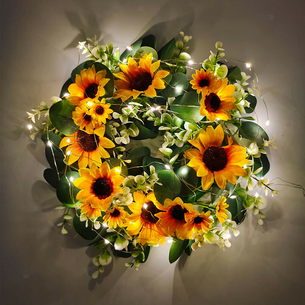 Outdoor Sunflowers Wreath Front Door Wall Home Artificial Floral Decor