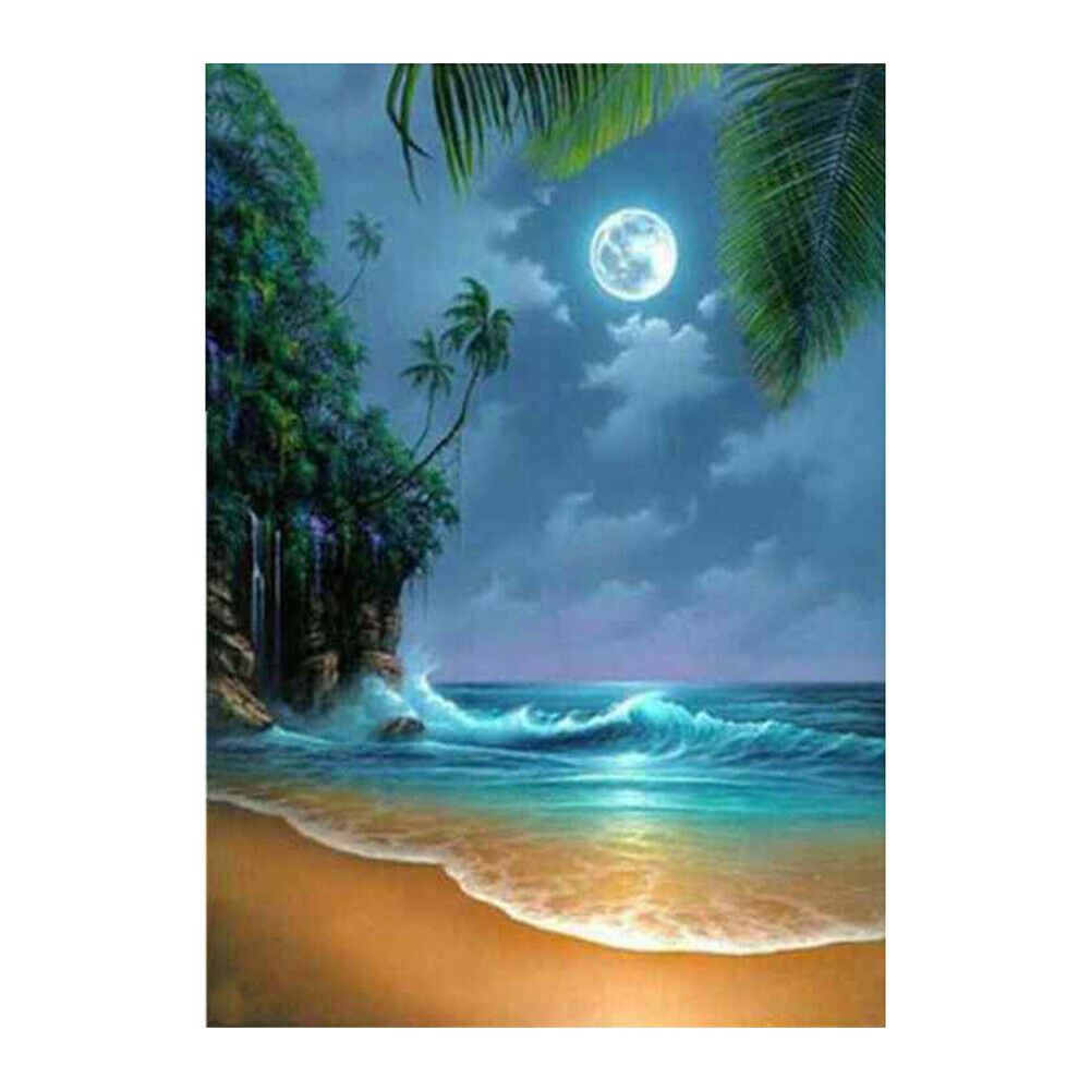 Night Seascape Full Drill Diamond Painting DIY Needlework Cross Stitch Set @