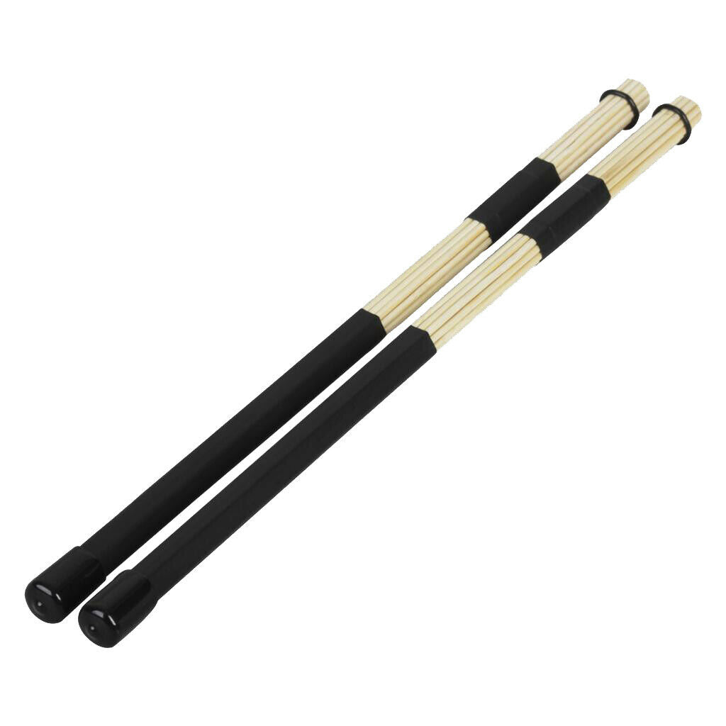 1 Pair Black Drum Rod Brushes Mallets Bamboo for Drummer