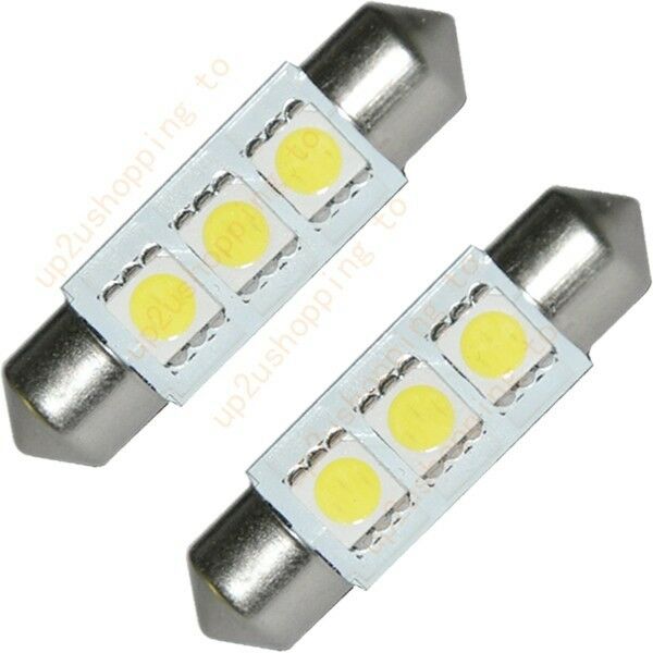 10PCS White 36MM 3 LED 5050 SMD Festoon Dome Car Light Interior Lamp Bulb 12V