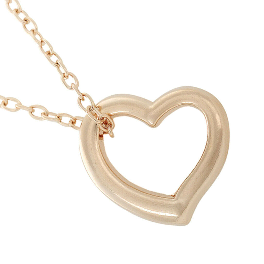 Pendant Chain Necklace Chic Simple Hollow Heart Pendant Zinc Alloy Golden