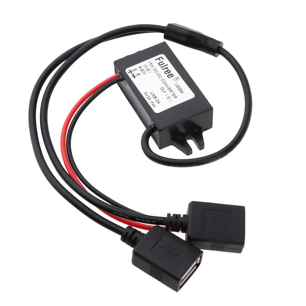 DC 8-60V to 5V 3A Power Supply Module Volt Inverter Board with Dual USB Adapter