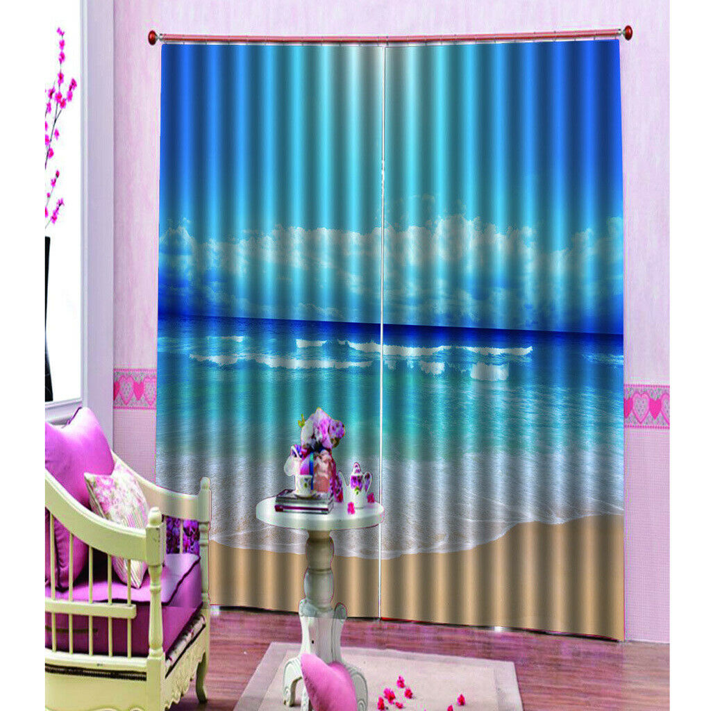 Seaside Scenery Landscape Blackout Curtains for Living Room Style-3