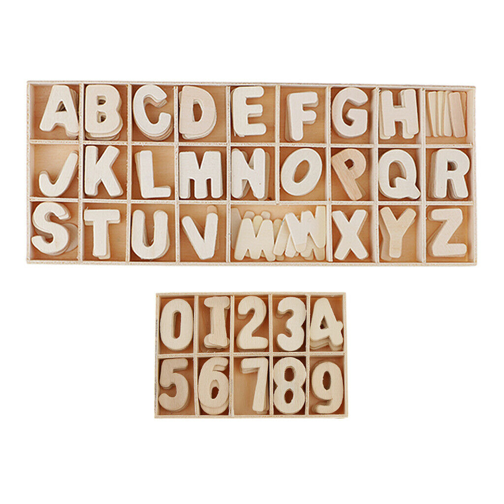 Natural Wooden Craft Alphabet Letters and Arabic Numbers Set Kids Gift