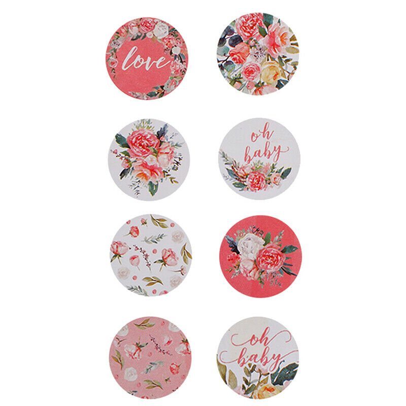 500Pcs Pink Flower Stickers Rolls for Love Oh Baby Stickers Labels Seal S.l8