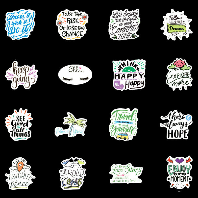 100pc Excitation Inspirational Stickers Snowboard Laptop Luggage Guitar S.l8
