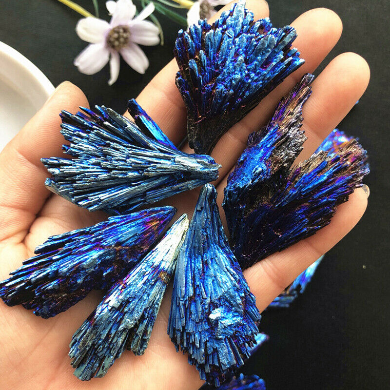 Natural Stones Crystal Blue Color and Minerals Titanium Aura Quartz Tail .l8