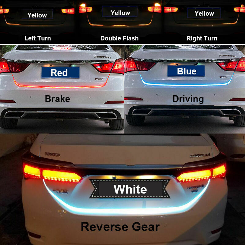 120cm 47" Car LED Light Strip Rear Trunk Tail Dynamic Streamer For Brake&Turning