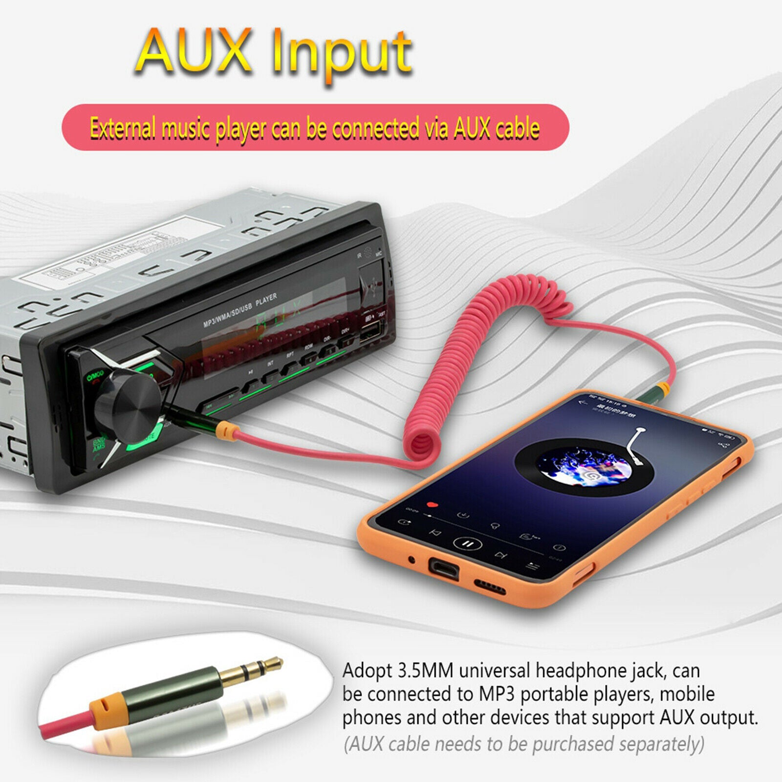 12V Digital Audio Bluetooth Car Stereo Media Receiver Support CD AM/FM