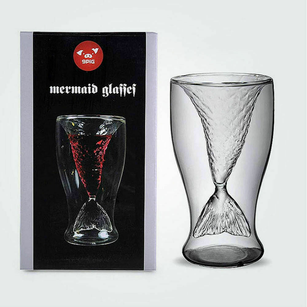 100 ml Creative Mermaid Cup Clear Mermaid Tail Shape Glass Wine Glass Beer Cup