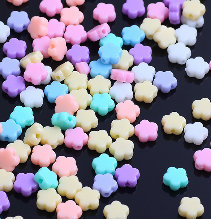 100pcs Mixed color plum flower acrylic beads Beading jewelry accessories 9mm