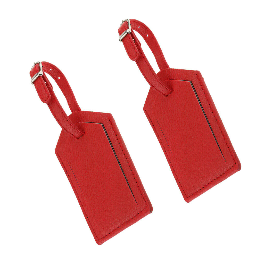 2x Luggage Tag Travel Leather Tags Business Suitcase Tags ID Name Card Label