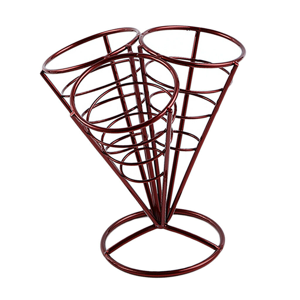 French Fry Stand Cone Basket Holder for Fries Fish Chips Appetizers Red