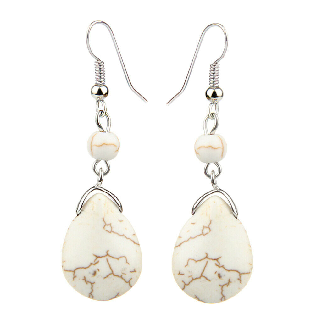 Temperament Texture Turquoise Earrings Bridal Dangle Drop Ear Rings White