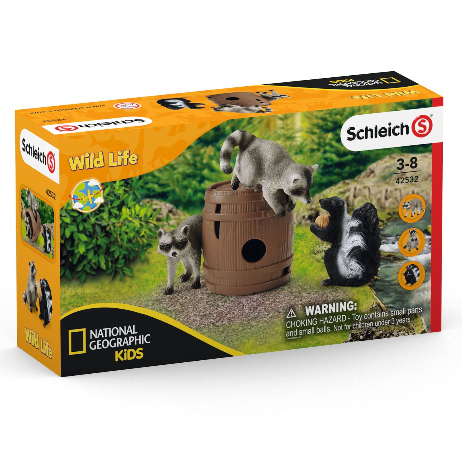 Schleich 42532 Nutty Mischief Skunk Wild Life Set National Geographic Kids 3yrs+