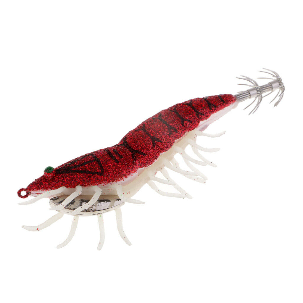 2pcs Noctilucent Shrimp Fishing Lure Prawn Bait Squid Jig Hook Night Fishing