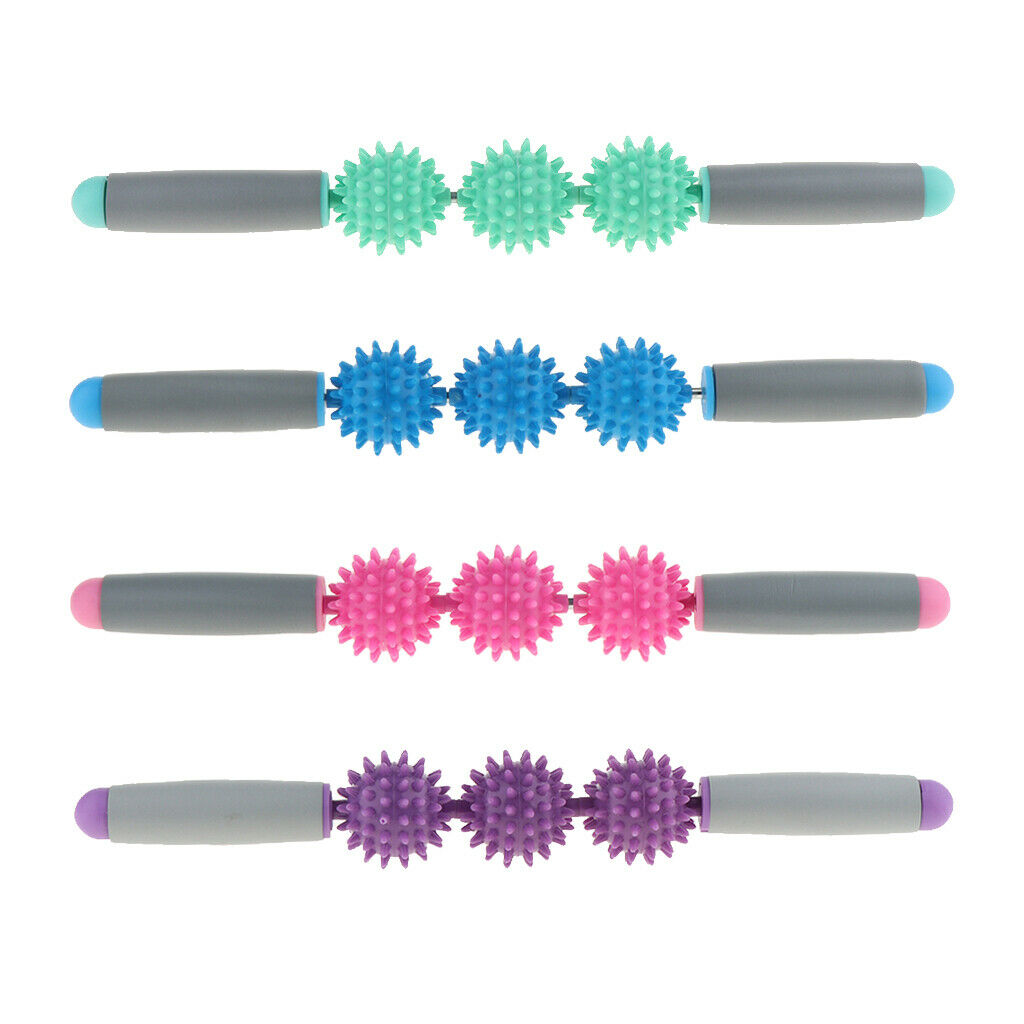 Spiky Ball   Point Muscle Stick Roller Massage Wand Rolling Pink