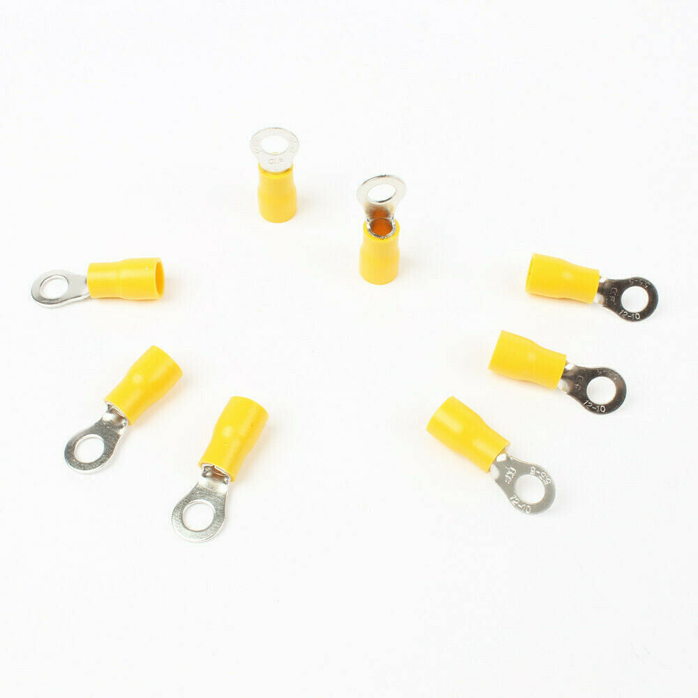 100PCS RV5.5-5 12-10AWG Yellow Sleeve Pre Insulated Ring Terminals Connector