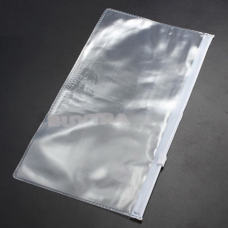 3Pcs A6 Paper File Folder Book Pencil Pen Case Bag Pouch Plastic Clear.l8