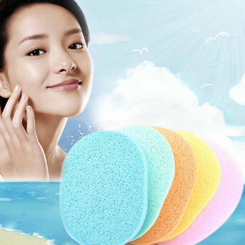 5* Portable Facial Wash Pad Makeup Remover Cleaning Sponge Puff Exfoliator Scrub