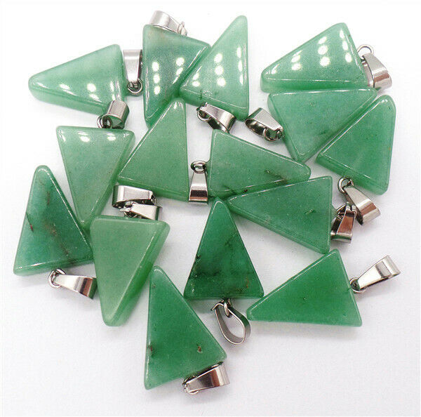 100Pcs 20x15x6mm Wholesale Natural Green Aventurine Triangle Pendant Bead HH8216