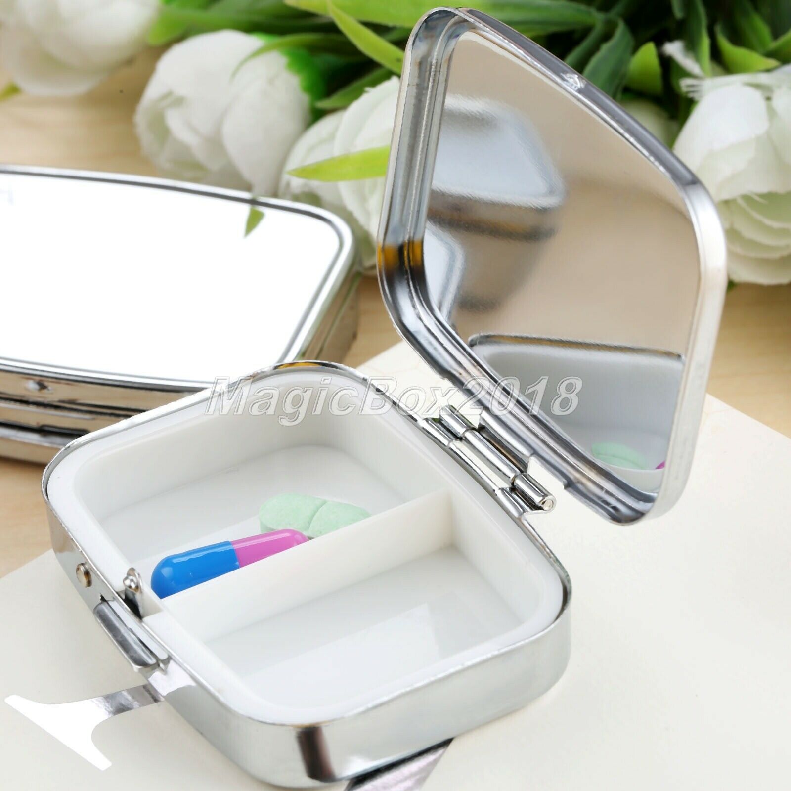 Medicine Organizer Container Jewellery Case Storage Holder Rectangle Pill Box