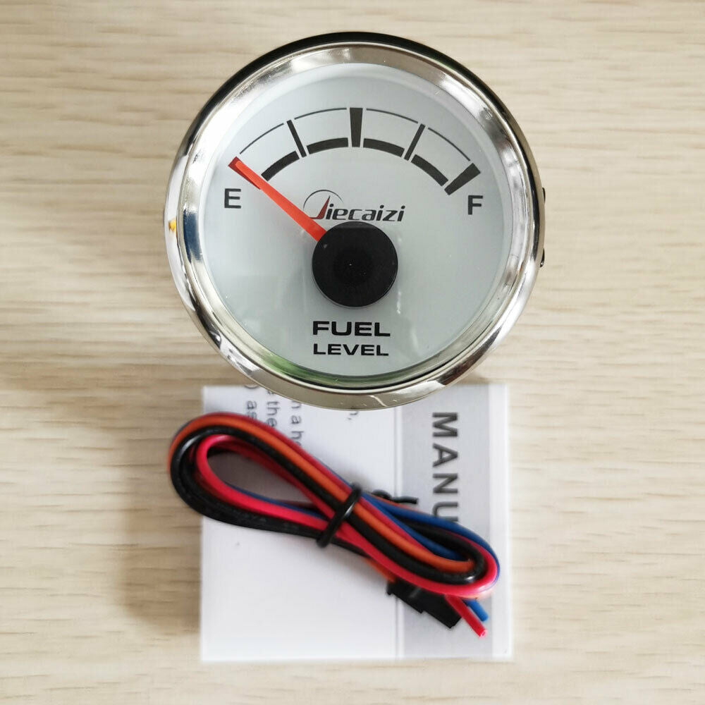 52mm white fuel level gauge 73-10ohm 9-32V for car truck marine ATV UTV blue led