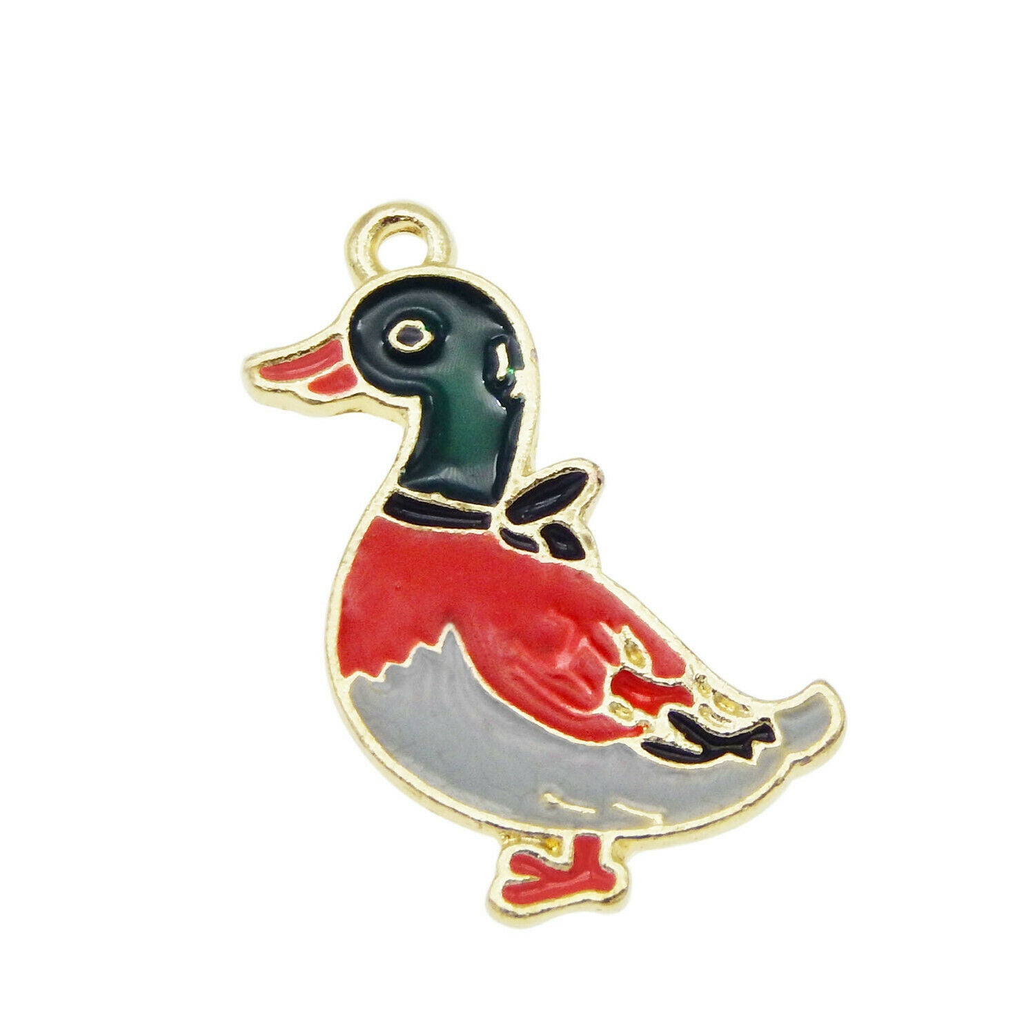 8PCS Multi-Color Enamel Duck Wild Goose Poultry Charms Pendant DIY Making Crafts