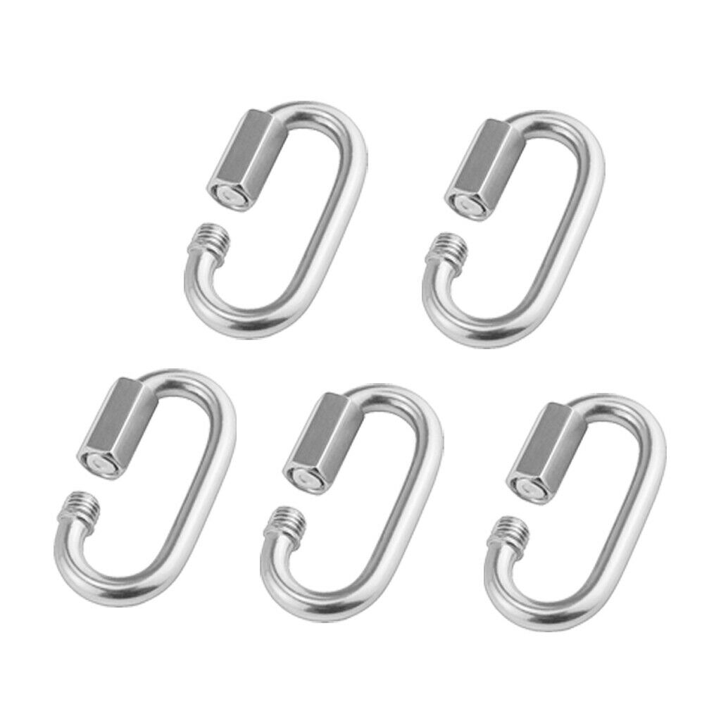 5Pcs Portable Multifunctional 304 Stainless Steel Carabiner Screw Lock Quick