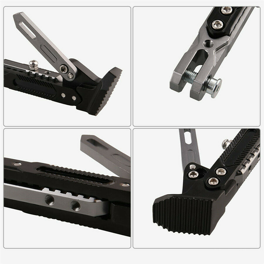 Black &Titanium Motorcycle Adjustable Side Tripod Holder Foot Kick Stand Support