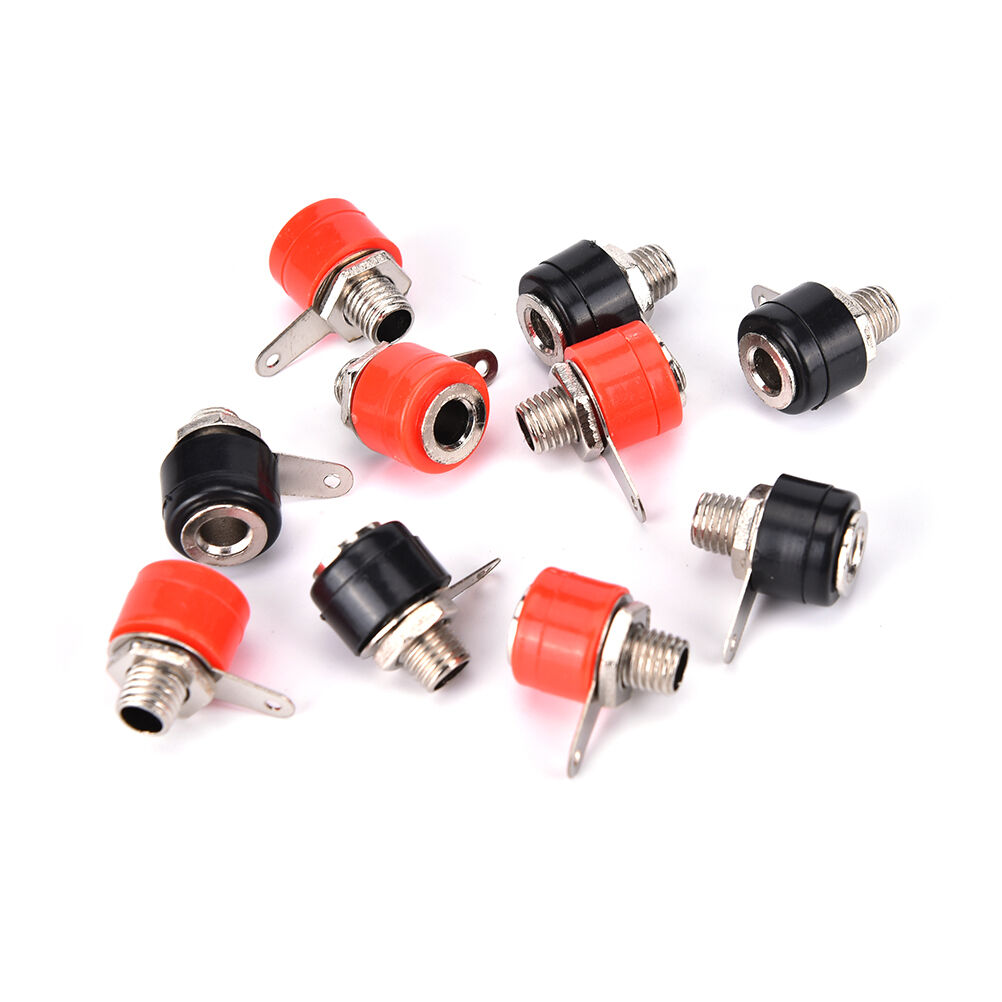 10Pcs 4mm Banana Panel Socket Test Probe Binding Post Nut Plug Jack Connector Kt