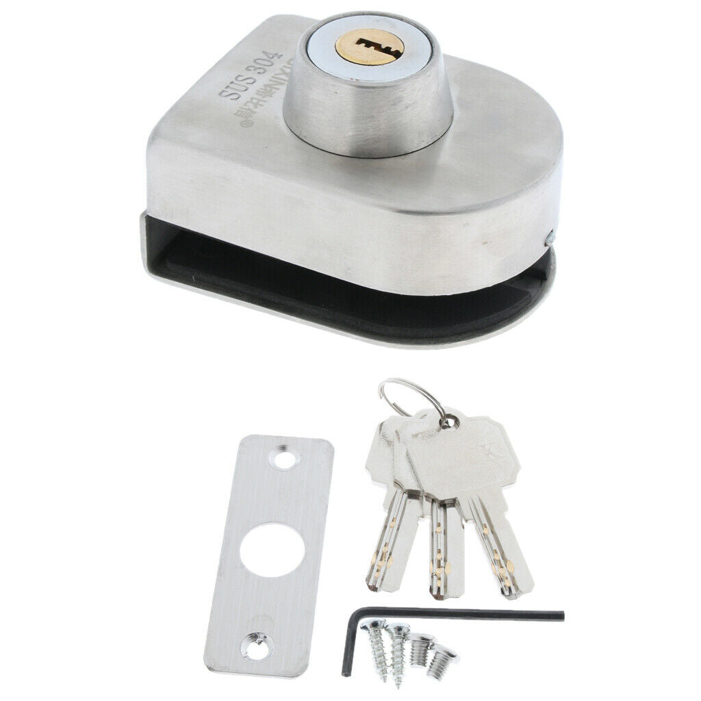 Stainless Steel Lock for 10-12mm Glass Swing Push Door Lock Key Single Side