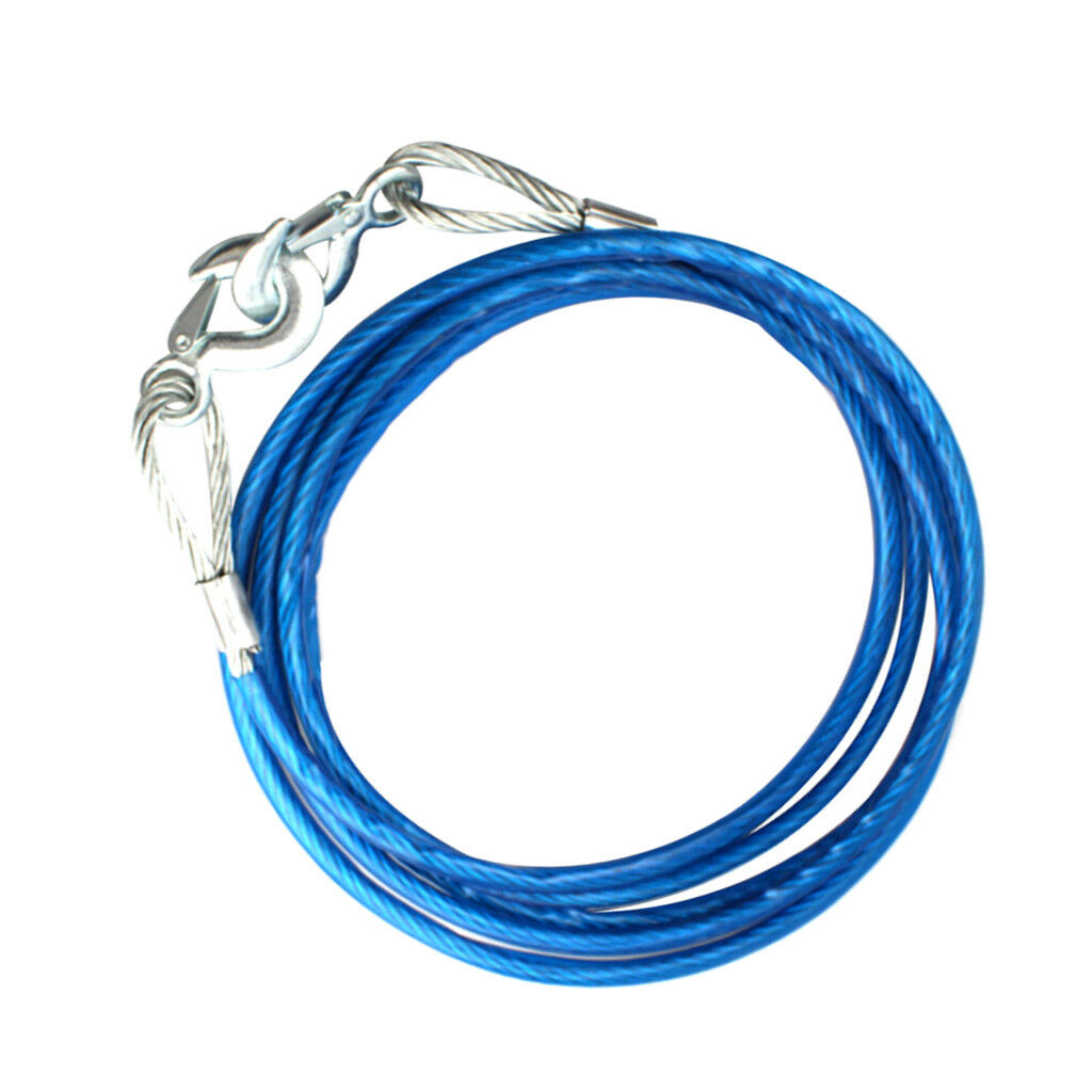 5Mx10mm 7 Tons Car Tow Strap Truck Steel Cable Towing Winch Snatch Rope Blue